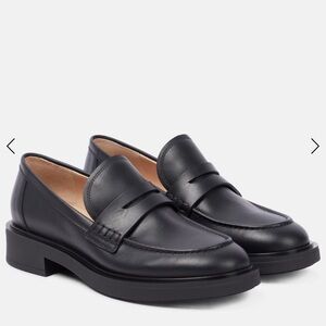 Gianvito Rossi Black Leather Slip-On Loafers